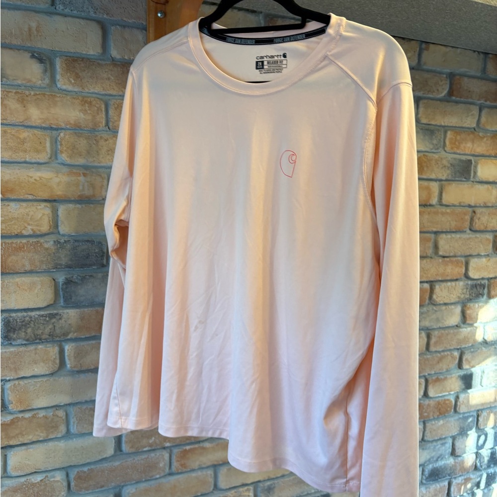 Carhartt Men’s Long-Sleeve Sun Defender Crewneck Shirt – Light Peach